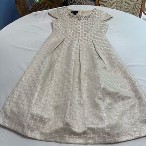 Natasia Collection Embellished Rhinestone Champagne Dress Size 10